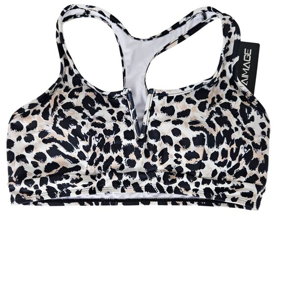 Aimage Womens Med High-Waisted Racerback Leopard Print Bikini Set Sexy Beach - Picture 4 of 8